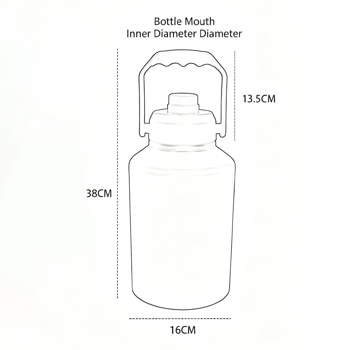 Borraccia termica con manico, grande capacità da 3,8 l, per sport, palestra, fitness, mantiene il freddo per 48 ore e per 24 ore