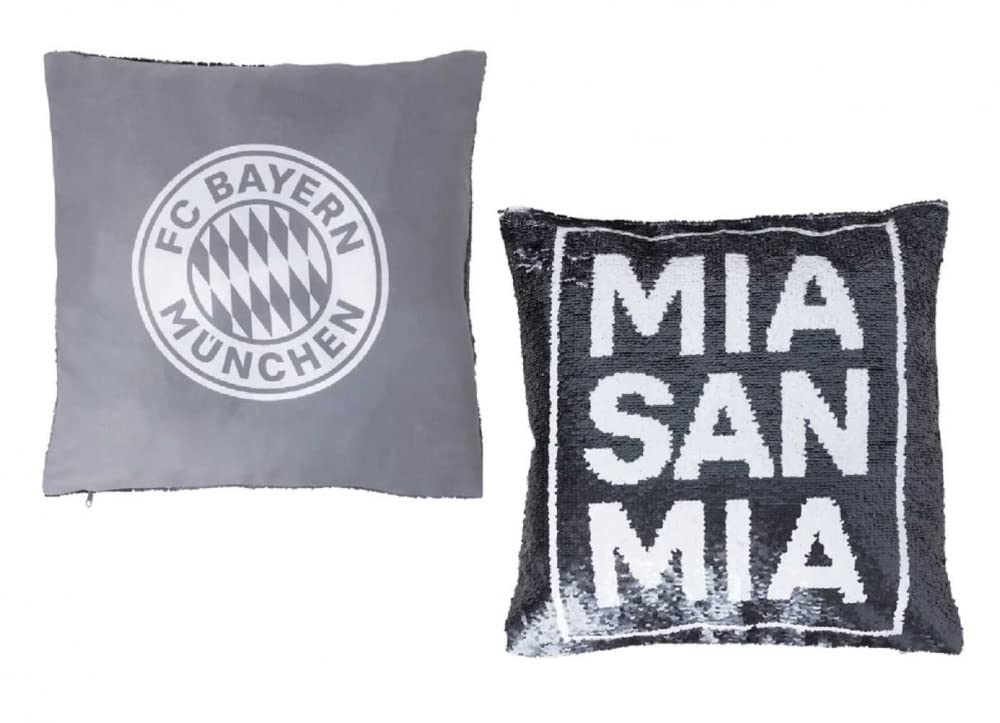 FC Bayern München Pailletten Wendekissen schwarz Mia San Mia Kissen Dekokissen FCB