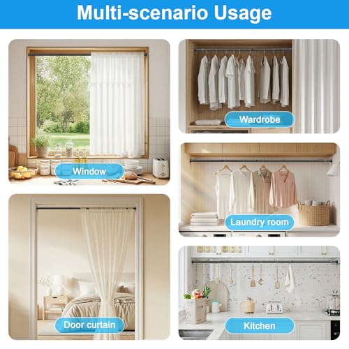 Image of MEXAU 1 Pack Spring Tension Curtain Rods 31-62 In Black Shower Curtain Rod