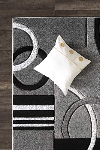 GLORY RUGS Area Rug Modern 2x7 Grey Soft Hand Carved Contemporary Floor Carpet with Premium Fluffy Texture for Indoor Living Dining Room and Bedroom Area