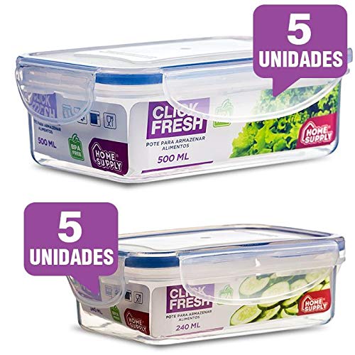 Conjunto Com 10 Potes Herméticos Click Fresh