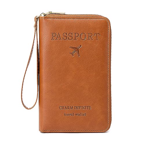 Toctax Reisepass Tasche, Travel Wallet Organizer, Reisepasshülle mit RFID Blocker für Damen und Herren, Reisezubehör Passport Tasche für Kreditkarten, Ausweis und Reisedokumente (Braun)