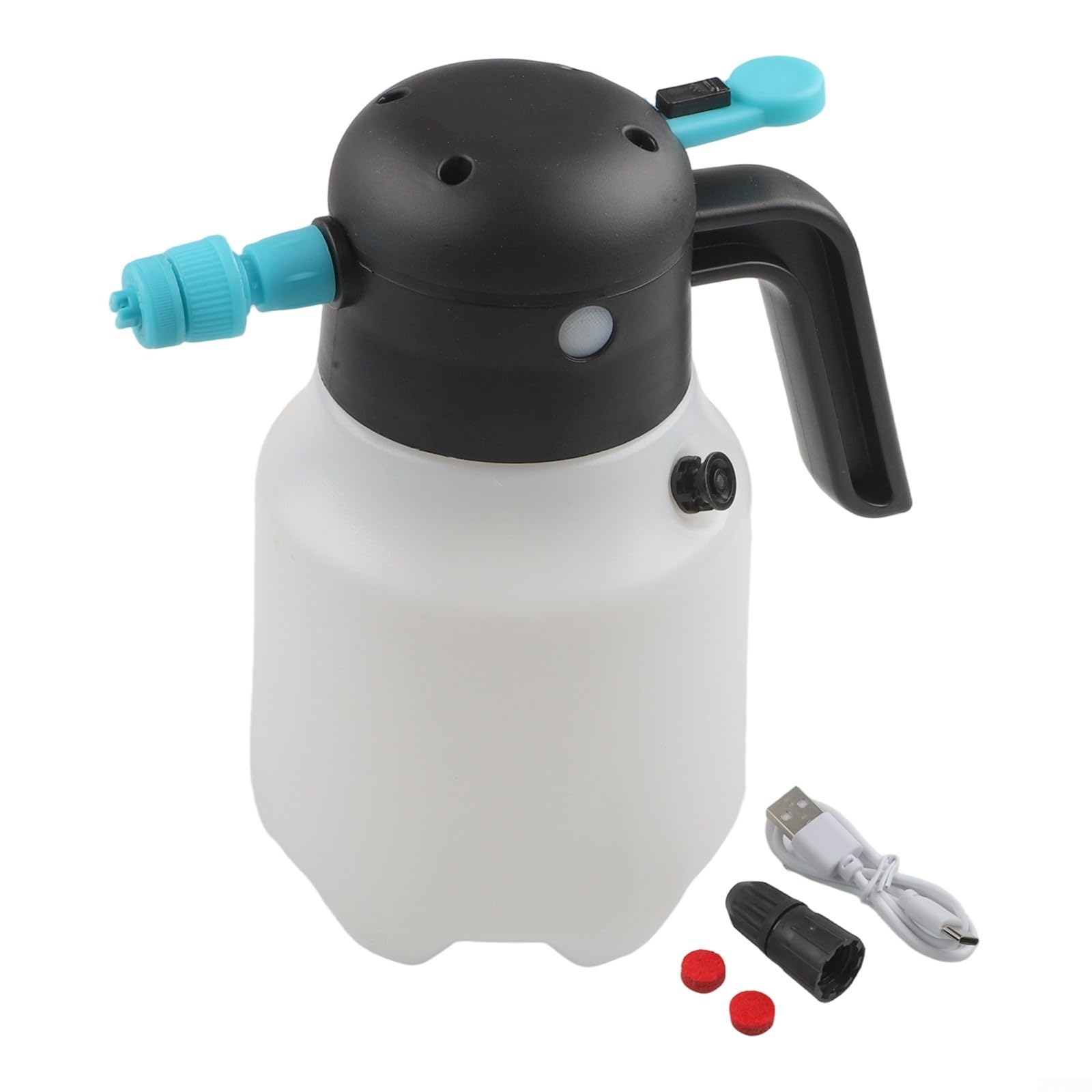 Botella pulverizadora de espuma eléctrica recargable de 1,8 L, lavadora de alta presión inalámbrica para lavado de coches, boquilla ajustable, herramienta de limpieza de jardín, plástico