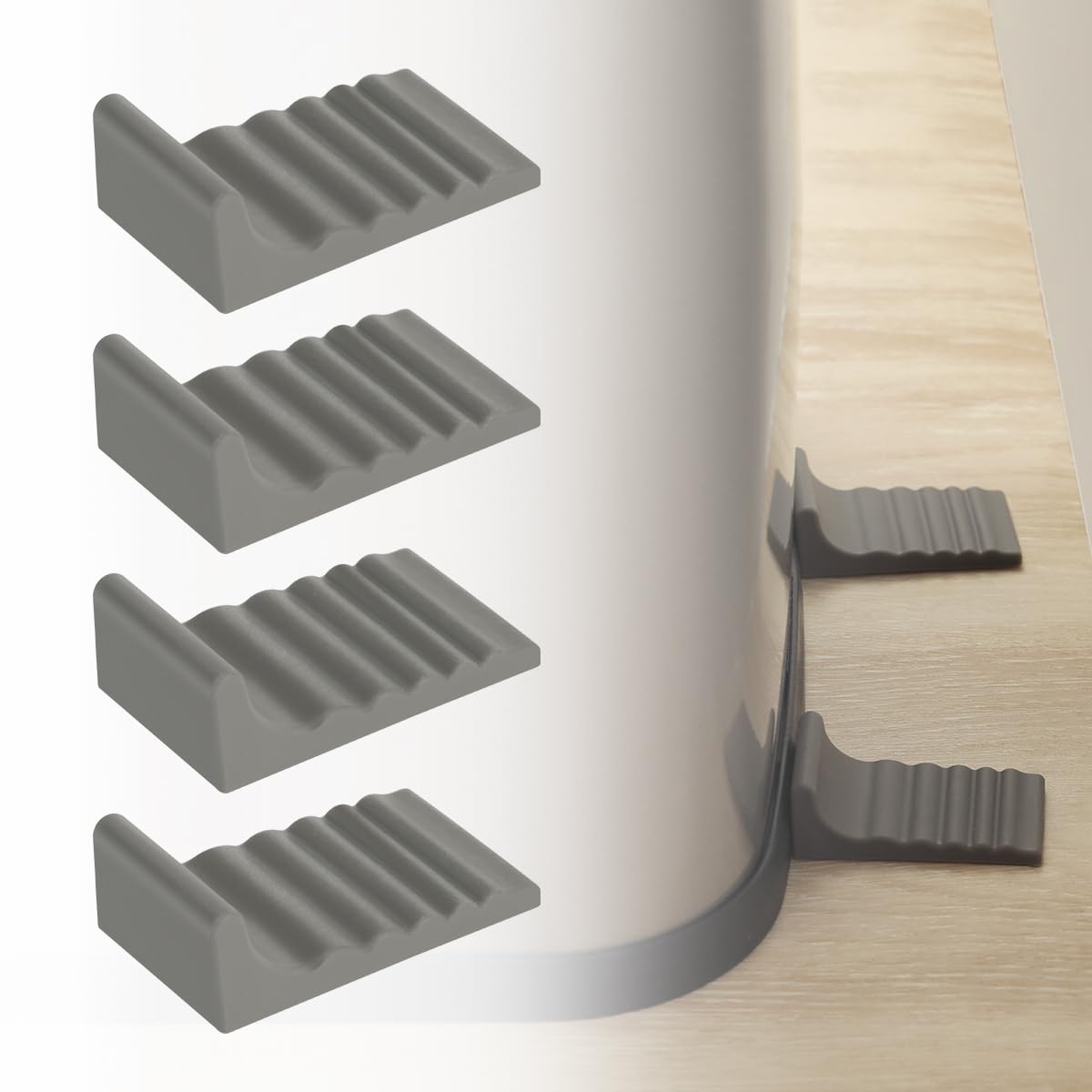 LANMU Trash Can Wall Protector and Stop Moving Backward, 4 Pcs Silicon Trash Can Bumper, Wall Spacer Garbage Bin for Round & Square Waste Baskets, No Drill Kitchen & Office Floor and Wall Guard