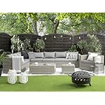 Polyrattan Lounge-Set für 8 Personen Hellgrau