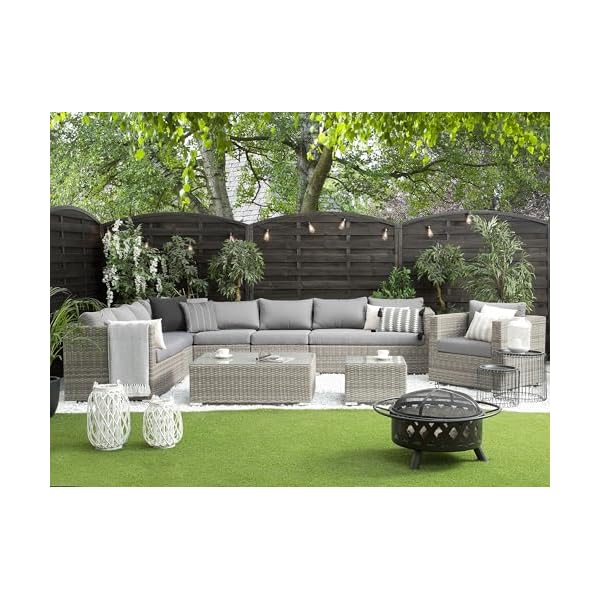 Polyrattan Lounge-Set für 8 Personen Hellgrau