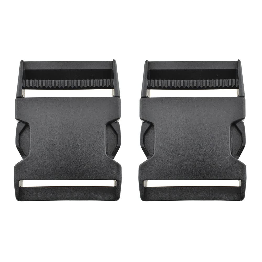 Hao Pro 2" Width Quick Side Release Buckles Speedy Pinch Single Loop End Hold Tight Withstand Constant Motion Strong Plastic Clips Snaps 2 PCS for Nylon Webbing Strap Backpack Costume Dog Collars
