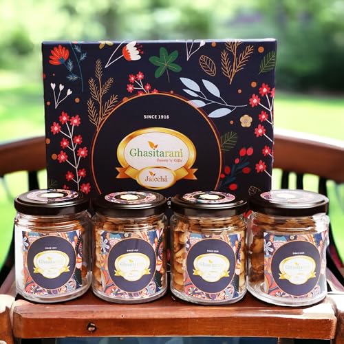 Image of Jaiccha Gifts Ghasitaram Hamper Box with Assorted Namkeen Jars|Gift Hamper| Diwali Gift Hamper|Food Hampers|Gourmet Hampers|