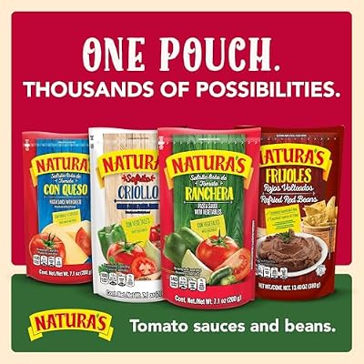 NATURA'S Refried Red Beans, Ready-to-Eat Vegetarian Refried Beans, Frijoles Rojos 13.40 oz Pouch (Pack of 3)