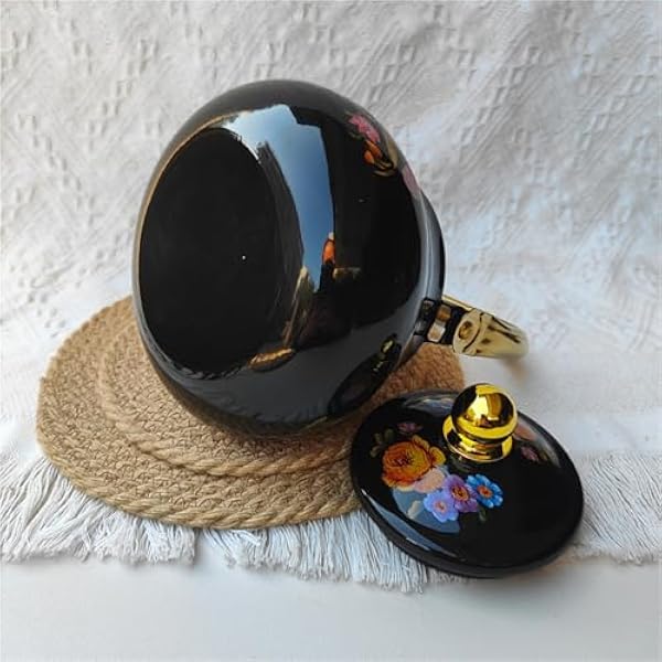 Кухонные чайники Vintage FloralBlack эмаль на стали с золотой ручкой для домашнего офиса 2 5 л