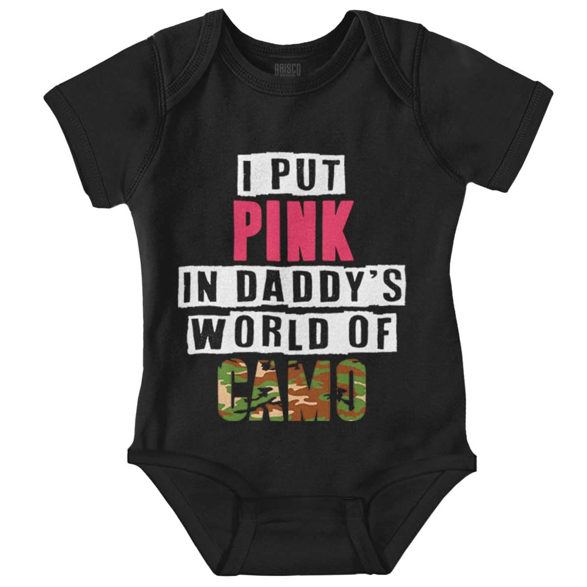 Brisco Brands Pink in Daddy's World of Camo Hunter Baby Bodysuit Jumper Girls