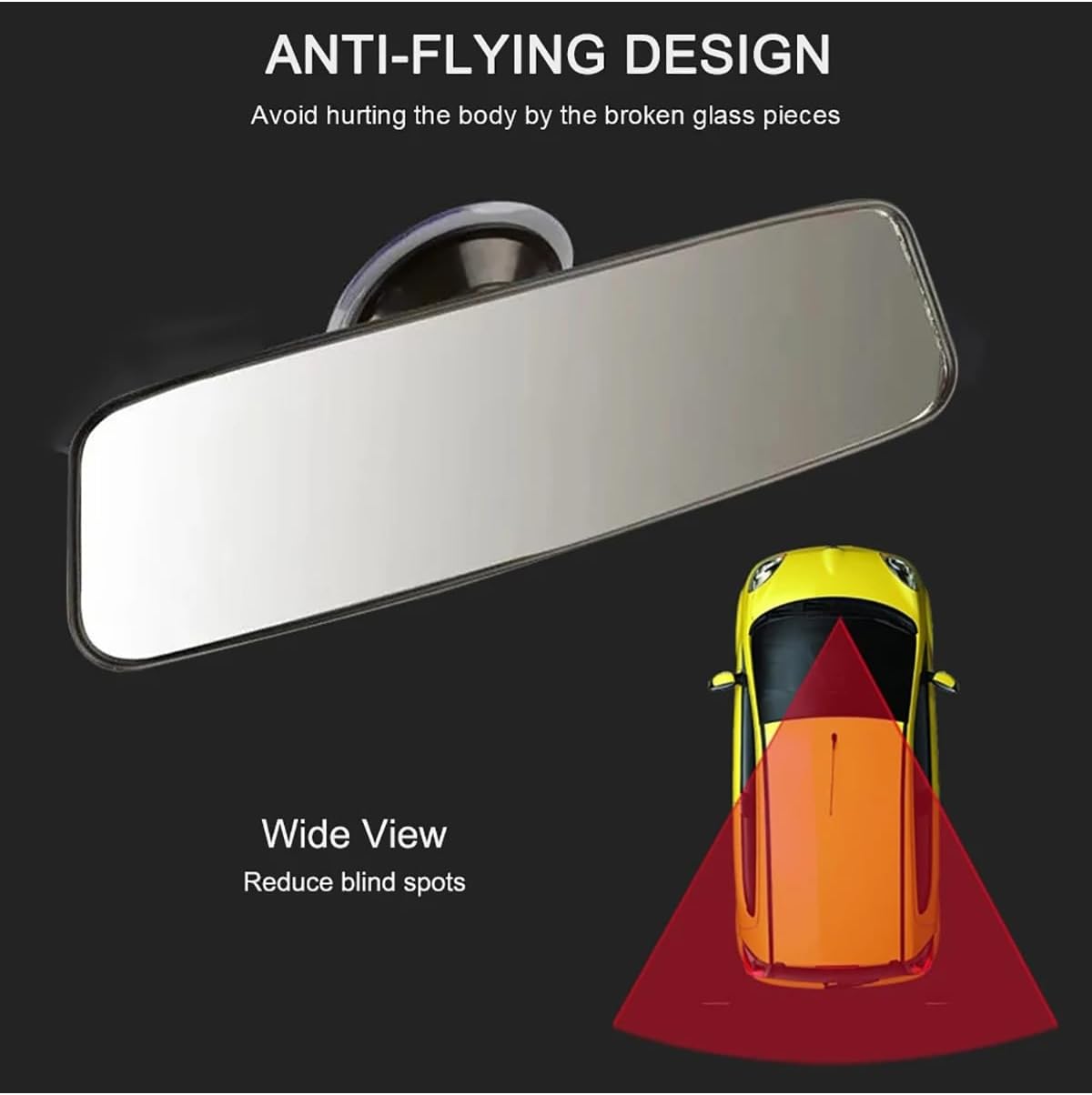 Rear View Mirror Rear View Mirror Universal Car Truck Mirror Interior RearView Mirror Suction Cup 220 * 65mm Car Rearview Mirror