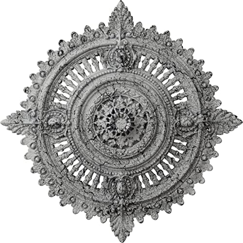 Image of Ekena Millwork CM29HYUWC Haylynn Ceiling Medallion, Ultra Pure White Crackle