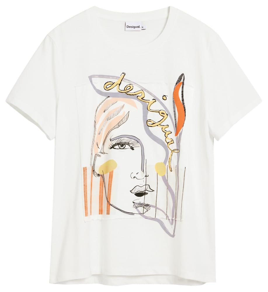 Desigual Women's White Collection Short Sleeve T-Shirt, Xl