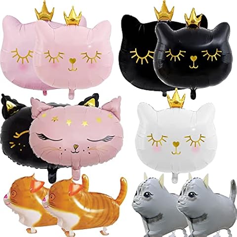 ZOOMPIL Pack of 11 Walking Animal Cat Balloons, Kitten Party Aluminium Foil Balloon, DIY Cat Balloons, Animal Cat Balloons, Birthday Party, Cute Cat Balloons for Children's Birthday Cover
