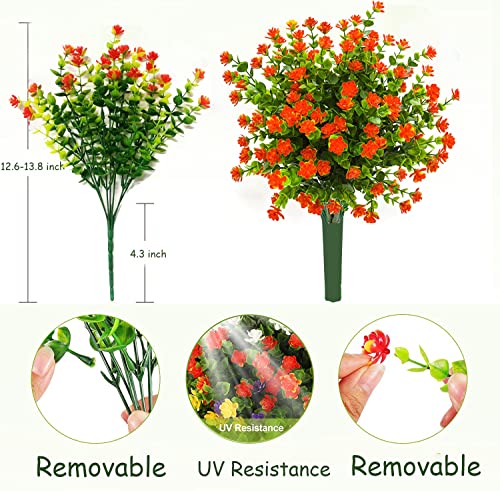 Visvic Artificial Flowers Outdoor Uv Resistant Boxwood Plants Shrubs 21Pcs, Fake Flowers Outdoor, Faux Plastic Greenery For Indoor Outside Hanging Planter Home Yard Wedding Farmhouse Decor(Sunset Red) #TOP3