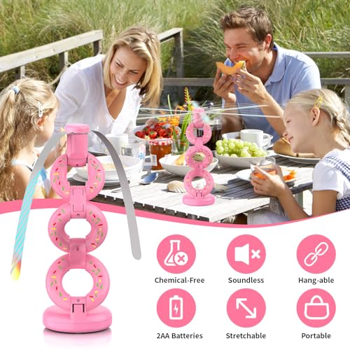 Fly Fans for Tables Fly Repellent Outdoor Keep Flies Away, Flies Spinner Table Top with Holographic Blades, Bug Traps for Picnic, Party, BBQ (Pink) — view 2