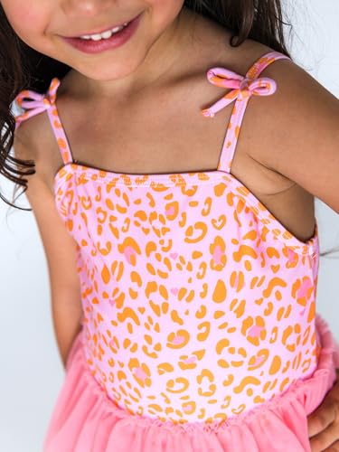 Image of RuffleButts Girls UPF50+ Sun Protection Peplum Smocked Bodice /Tulle Skirted One Piece Swimsuit