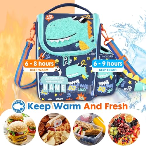 Image of Lunch Bag for Kids, Lunch Bag for Office Men, Women and Kids, Canvas Tiffin Bags for School, Picnic, Work, Carry Bag for Lunch Box and Water Bottle (Vertical Basketball)