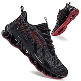 APRILSPRING Men's Running Shoes Casual Walking Sneakers Fashion Workout Athletic Shoe for Men Sport Tennis, Black and Red, 10US 44EU