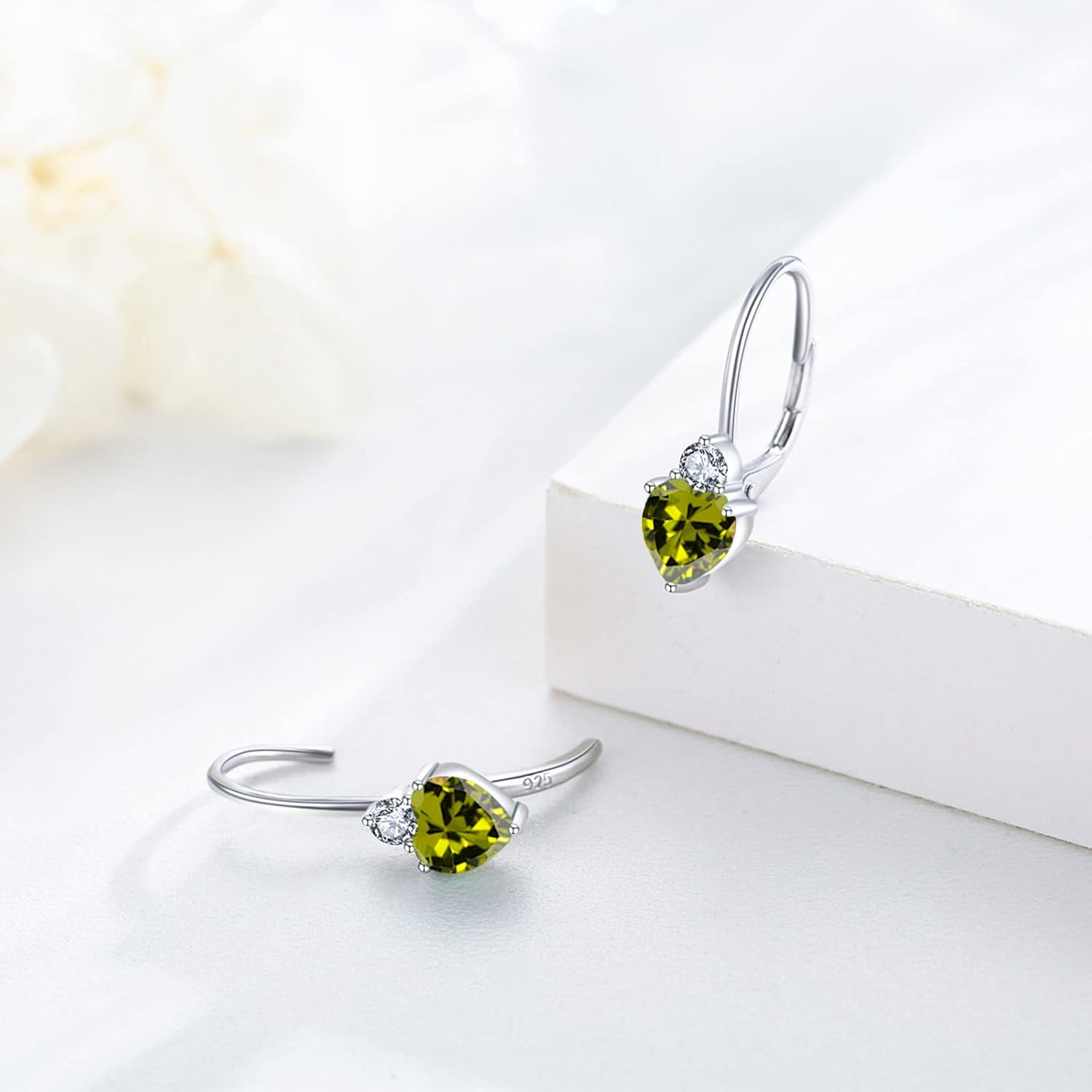 Birthstone Earrings Dangle Sterling Silver Leverback Dangle Drop Earrings Birthstone Jewelry Gifts for Women Birthday Christmas Mother's Day