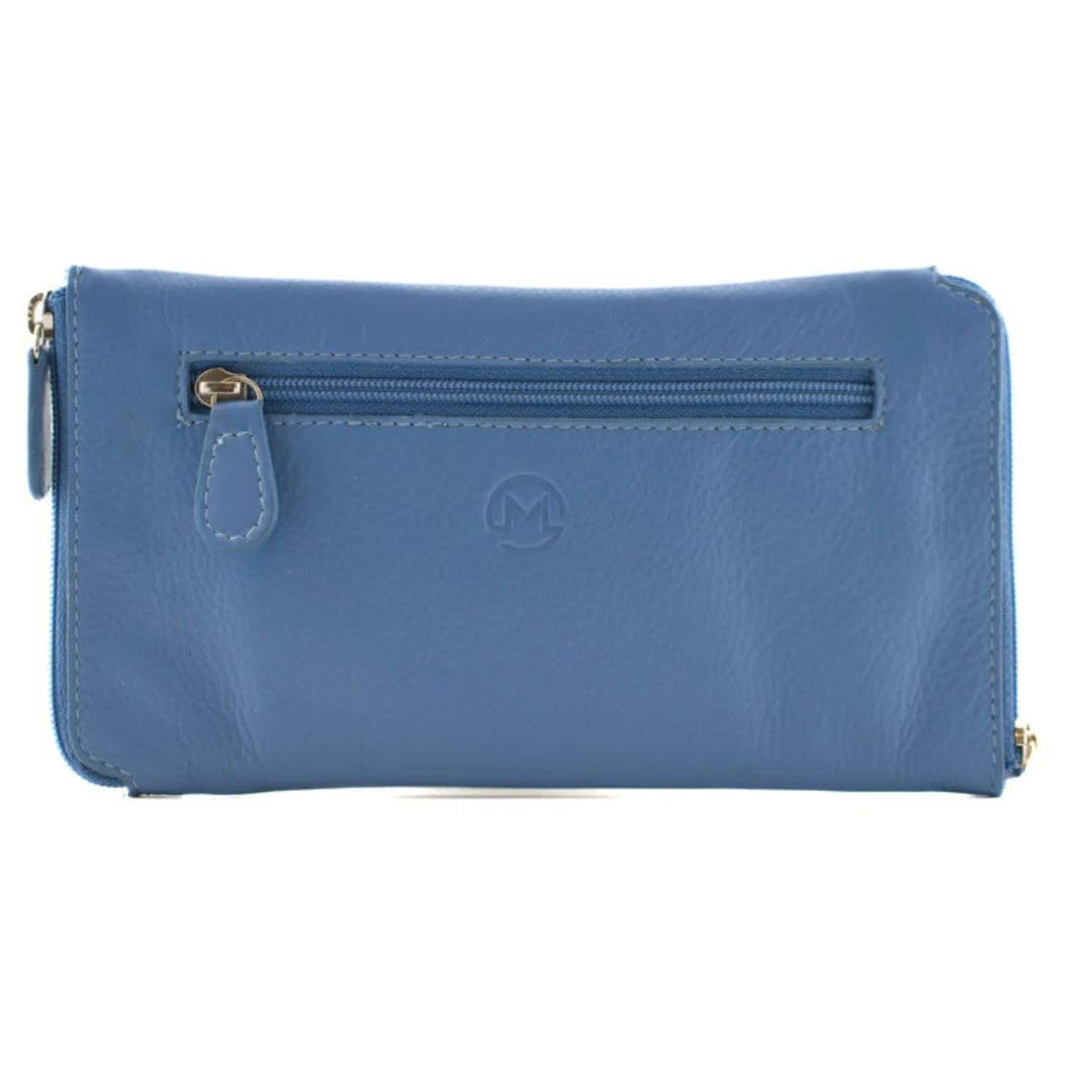 Mala Leather (Blueberry) Leather Double Zipped Glasses Case