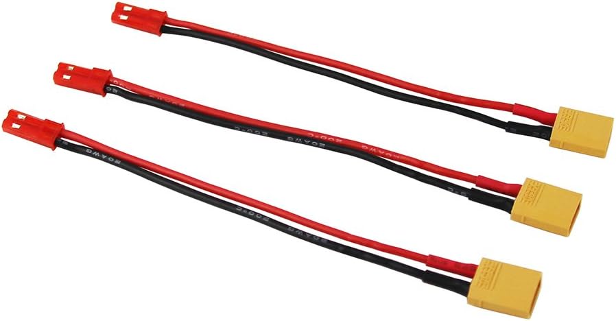 3pcs Male XT-30 to Male JST Connector Adapter XT30 20awg 3.93inch for Turnigy Drone FPV Quad LED(Pack of 3)
