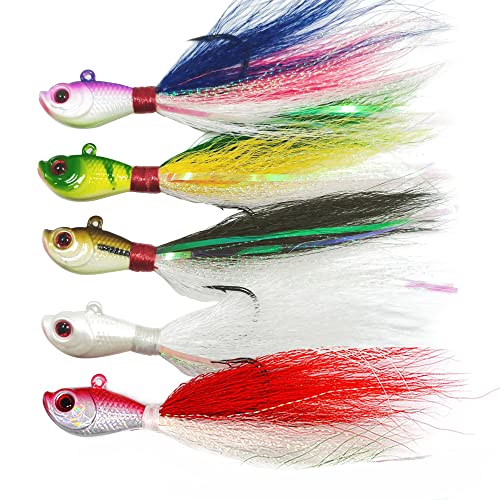 KMUCUTIE 5 pcs Bucktail Jigs
