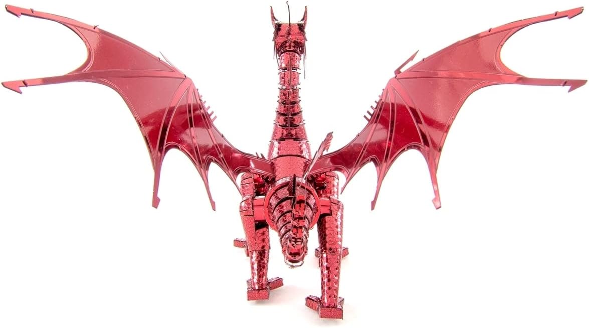 Metal Earth Fascinations Premium Series Red Dragon 3D Metal Model Kit Bundle with Tweezers