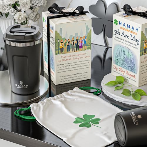 Image of Namah Insulated Coffee Travel Mug 380 ml with Lid, Leak Proof Stainless Steel Thermosteel Vacuum Insulated Mug, Hot & Cold Reusable Coffee Mug for Office, Car Cup Holder Friendly
