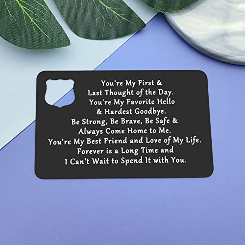 Police Officer Gift Metal Wallet Insert Card Gift Funny Police Engraved Wallet Insert Card for Husband Boyfriend Prayer Military Gift for Police Officer Inspirational Card Christmas Birthday Gift3