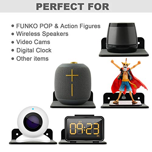 Txesign Small Wall Shelf Speaker Stand, Small Shelf Speaker Mount For Bluetooth Speaker, Webcam, Cell Phones, Mesh Router,Toy Display Shelf Acrylic Speaker Shelf (Black) #TOP5