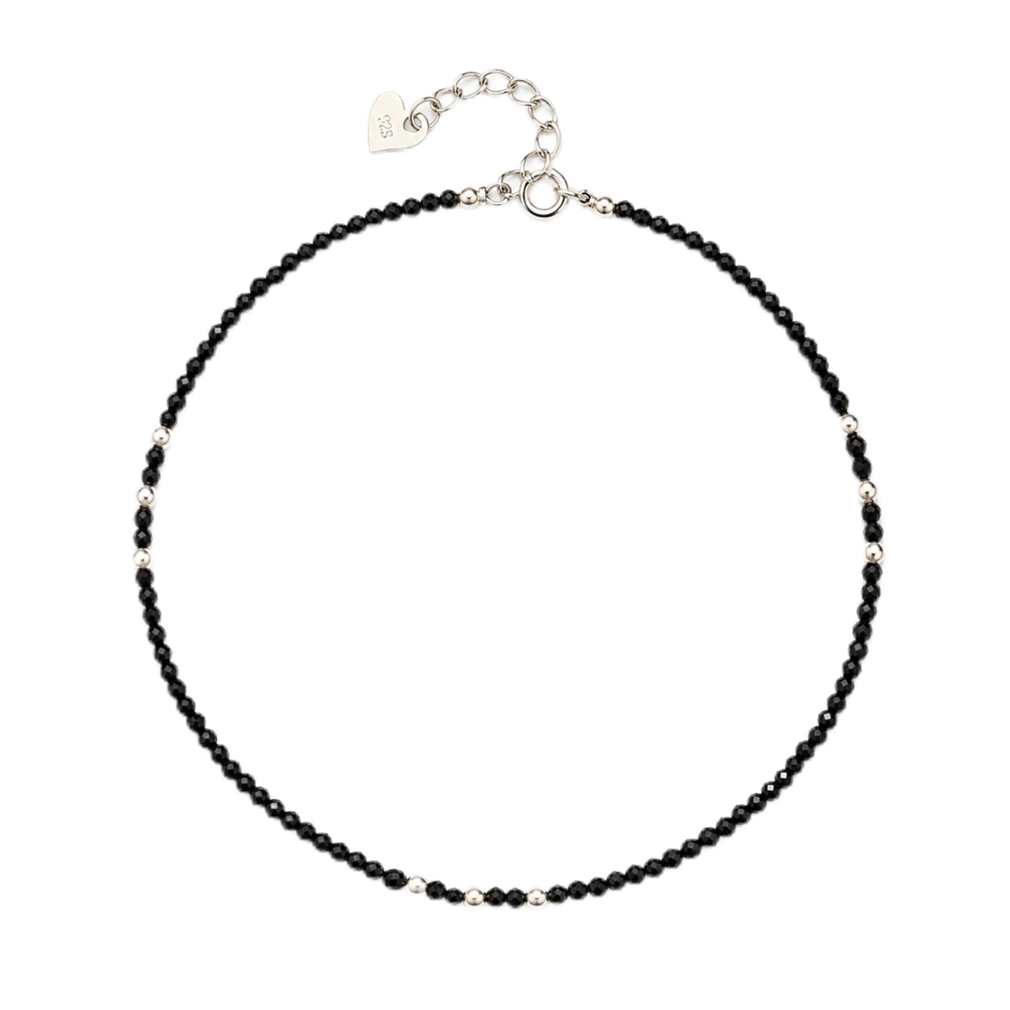 925 Sterling Silver Crystal Black Beads Nazariya Anklet for Women & Girls | Hallmarked Adjustable Silver Payal with Crystal & Silver Ball Charms | Elegant Daily Wear Anklet | Gift for Women, Girls-image-8