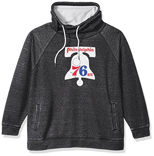 Touch by Alyssa Milano NBA Philadelphia 76ers Spiral Sweatshirt Plus, 2X, Charcoal Grey