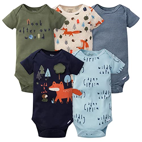 Image of Gerber baby-boys 5-pack Short Sleeve Variety Onesies Bodysuits