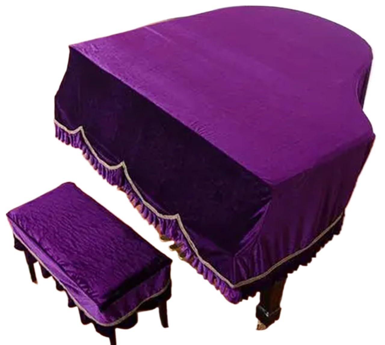 Copertura for pianoforte a coda in velluto spesso 250D, copertura completa, decorazione lavabile for la casa, bellissima custodia for Per Proteggere Il Pianoforte(Purple,Pianocover 1st cover)