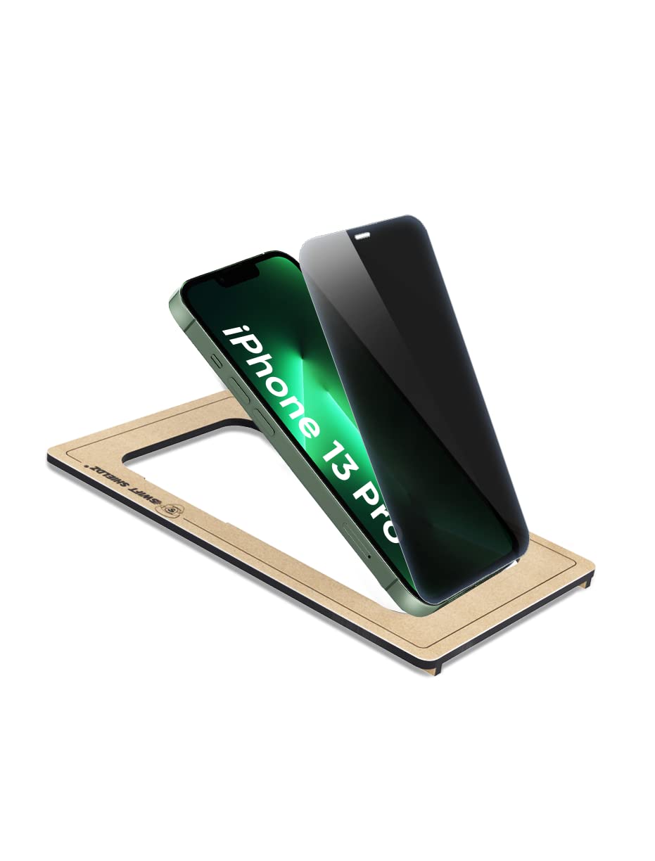 Swift Shieldz (2 Pack) Unbreakable Hybrid Glass Privacy Screen Protector for iPhone 13 Pro with Easy Installation Tool Kit and 10x Better Life than Tempered Glass