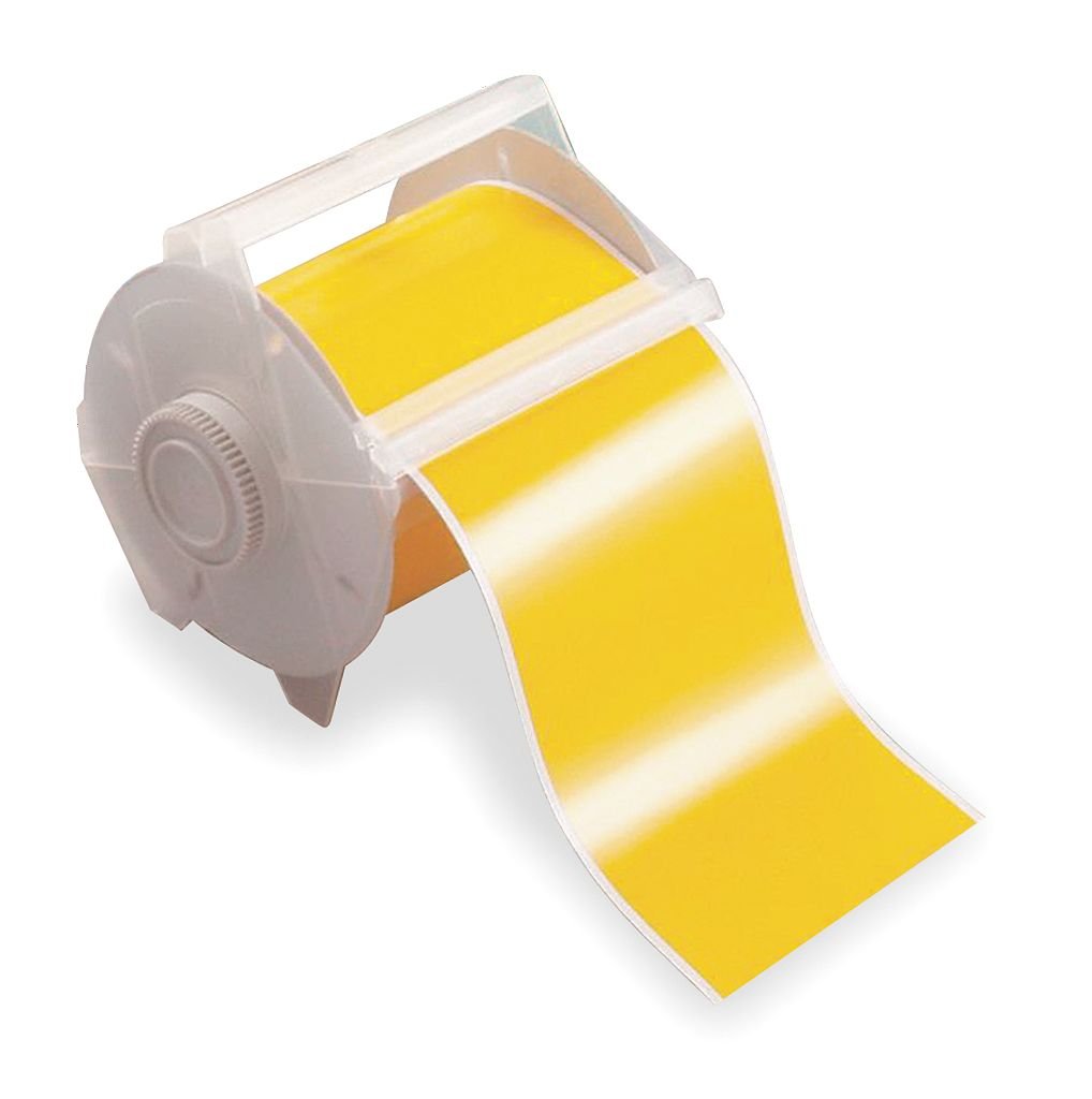 Brady High Adhesion Vinyl Label Tape (113114) - Yellow Vinyl Film - Compatible with GlobalMark Industrial Label Printer - 100' Length, 4" Width