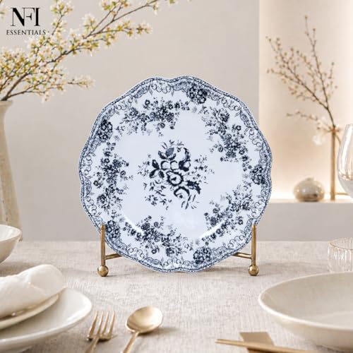 Image of NFI essentials 10 Inch Premium Ceramic Dinner Plate, Serving Plate for Main Course, Pasta, Rice, Salad & Meals, Dishwasher Safe Kitchen Dinner Plate