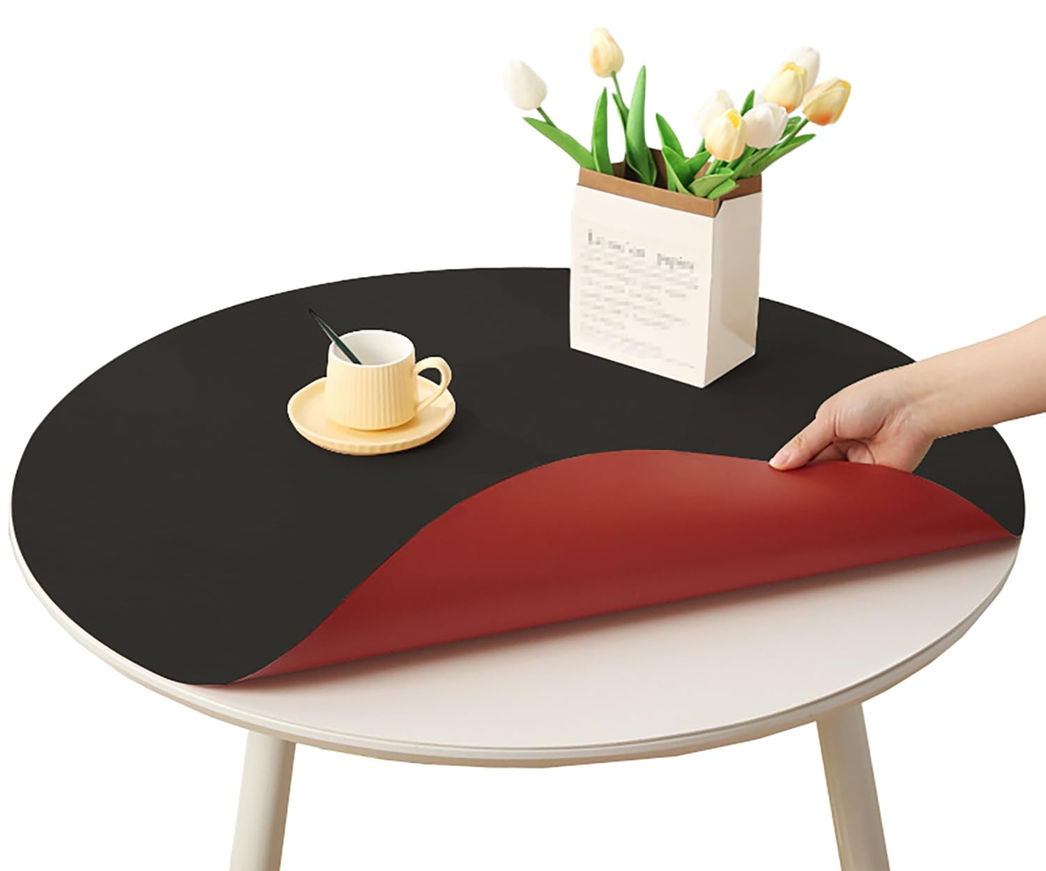 moismk Round Tablecloth Wipe Clean 80/90/120/130cm for Circular Table, Leather Waterproof Table Mat for Living Room Coffee Can Be Cut to Size(Color 1,Diameter 110cm)