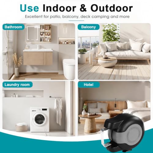 Image of HASTHIP Dual Retractable Clothesline 49 ft Indoor Outdoor Laundry Line | ABS material, retractable clothesline, built in locking design, for balcony indoor outdoor laundry use