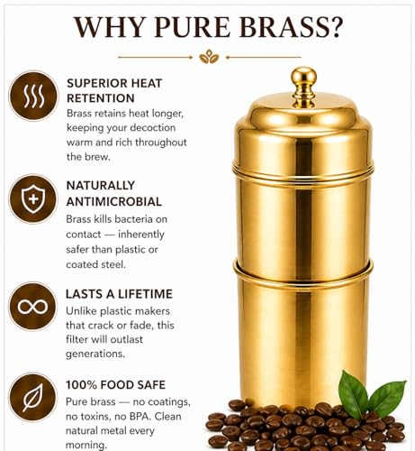 Image of Brass Filter Coffee Maker 160ml | South Indian Brewer
