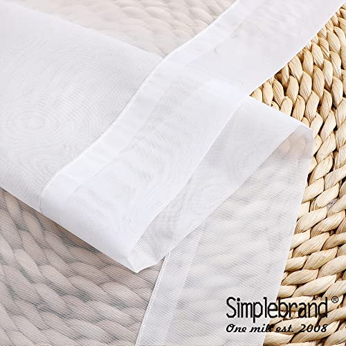 Image of Simplebrand Sheer White Curtains 108 Inches Long, Extra Long Rod Pocket Solid Color Window Sheer Curtain Panels, Elegant Curtains & Drapes for Living Room, Bedroom 2 Panels (White, 42 inch W x 108 inch L)