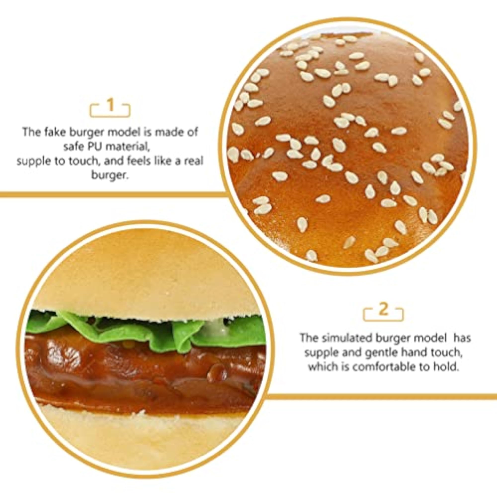 2pcs Fake Burger Artificial Hamburger for Kitchen Display