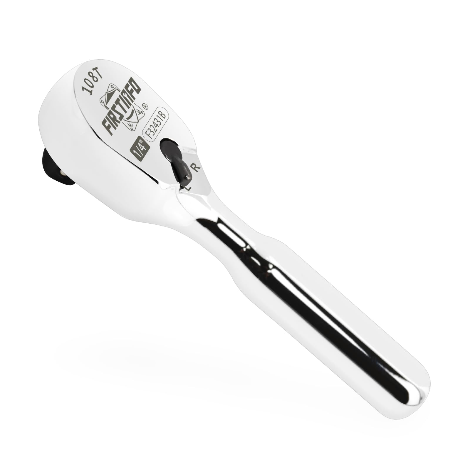 FIRSTINFO F32431B Llave de carraca 1/4″(6,35 mm) – cabeza sellada 108 dientes | mango reversible compacto | cabeza cerrada a prueba de polvo en forma de lágrima