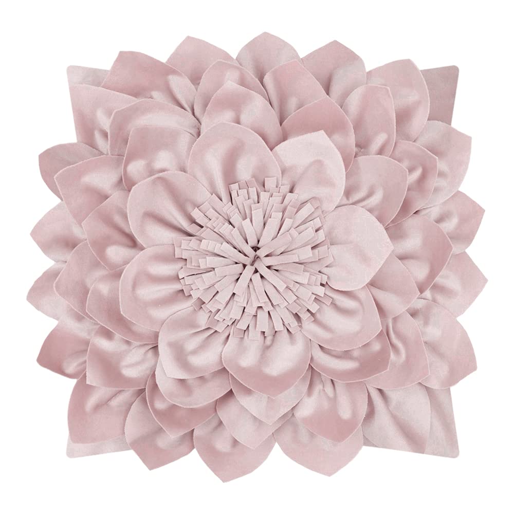 OiseauVoler 3D Flower Handmade Throw Pillow Covers Decorative Cushion Covers Soft Velvet Pillowcases Bed Living Room Home Decor 18x18 Inch Rose Gold