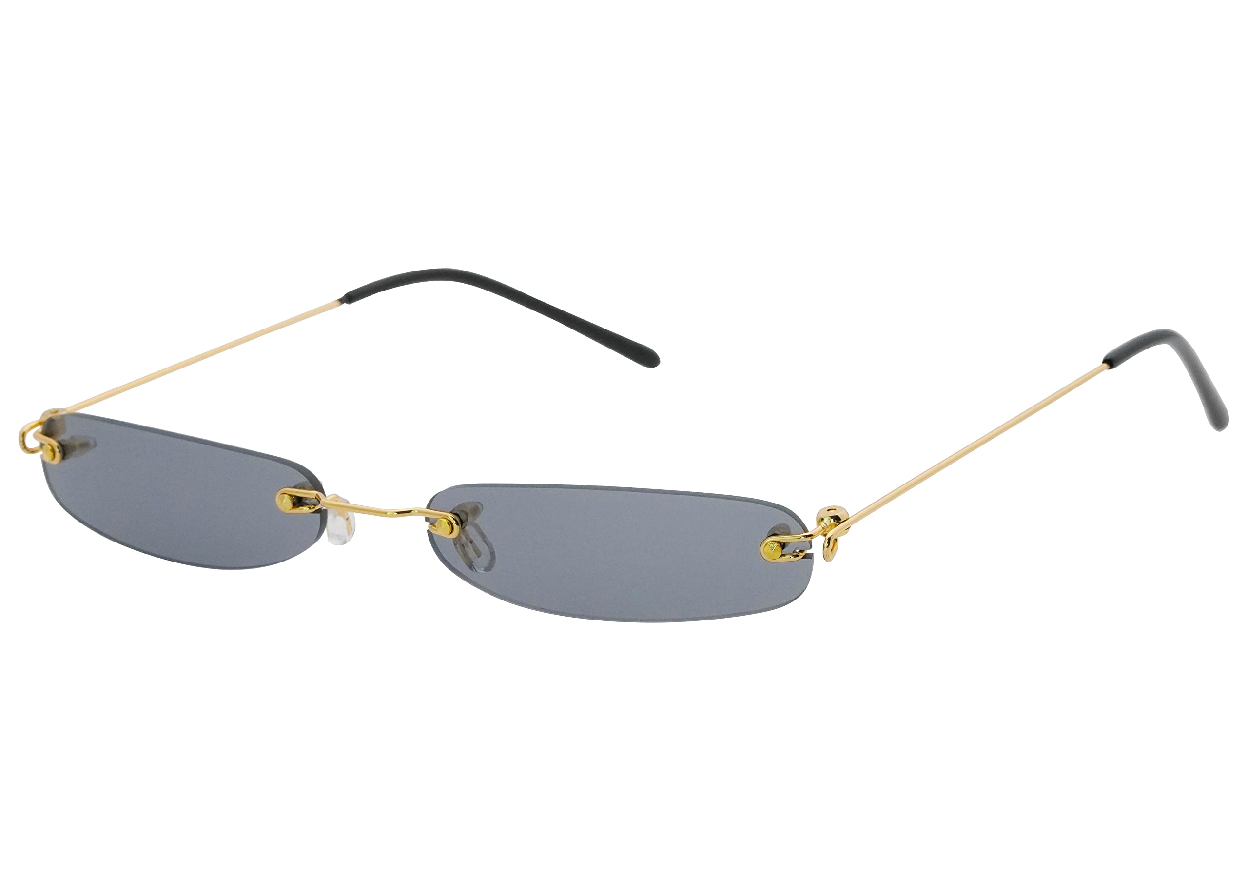 Kyiduo Retro Narrow Small Sunglasses Clear Colored Lens Fashion Rimless Rectangle Sunglasses