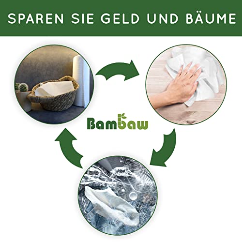 Foto von Bambus Küchenrolle | Waschbare Bambustücher | 20 Blätter | Saugstarke und Reißfeste Haushaltstücher | küchenrolle Wiederverwendbar | Papiertücher | schnelltrocknend | Bambaw