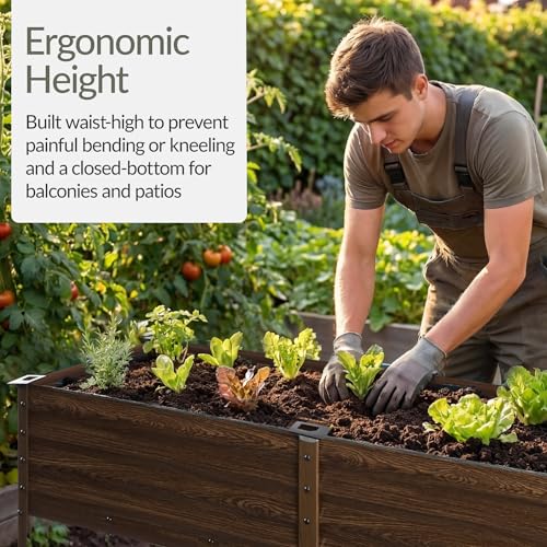 Image of Best Choice Products 72x24x30in Non Toxic Galvanized Raised Garden Bed, Metal Elevated Planter Box, Vegetable Garden, 100% Non Toxic Materials - Dark Brown Wood Grain