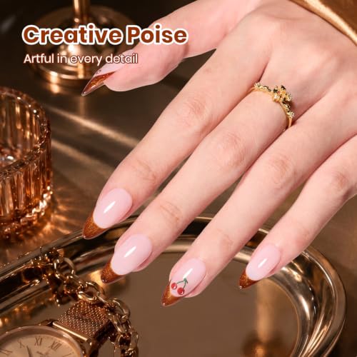 Image of Beetles Brown Gel Nail Polish, 15ML Retro Metallic Vintage Copper Bronze Shimmer Color, Soak Off UV LED Nail Gel for Fall Winter Manicure and DIY Nail Art
